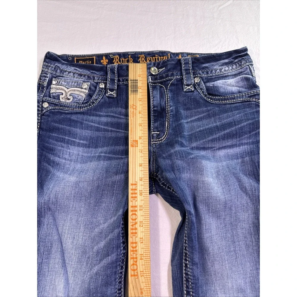 Rock Revival Jeans Women 29  Denim  MERTIE Easy Straight rhinestones embelished